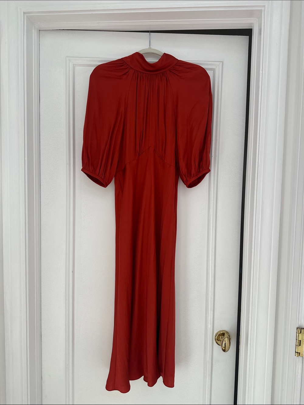 Rebecca Taylor Satin High-Neck Maxi Dress